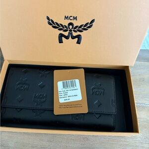 MCM Black Embossed Leather Wallet